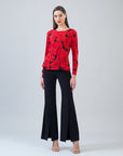 Long Sleeve Stitch Overlay Top - Rose Floret