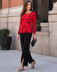 Long Sleeve Stitch Overlay Top - Rose Floret