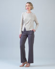 Lounge Knit - Long Sleeve Stitch Overlay Sweater - Natural
