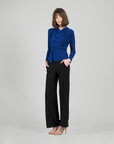 Long Sleeve Loop Front Top - Cobalt