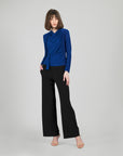 Long Sleeve Loop Front Top - Cobalt