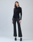 Loop Front Liquid Leather Cuff Top - Black - Final Sale