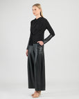 Loop Front Liquid Leather Cuff Top - Black
