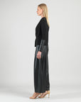 Loop Front Liquid Leather Cuff Top - Black