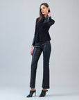 Loop Front Liquid Leather Cuff Top - Black - Final Sale