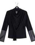 Loop Front Liquid Leather Cuff Top - Black