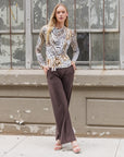 Butter Knit - Long Sleeve Loop Front Top - Cheetah Stripe