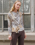 Butter Knit - Long Sleeve Loop Front Top - Cheetah Stripe