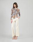 Butter Knit - Long Sleeve Loop Front Top - Cheetah Stripe