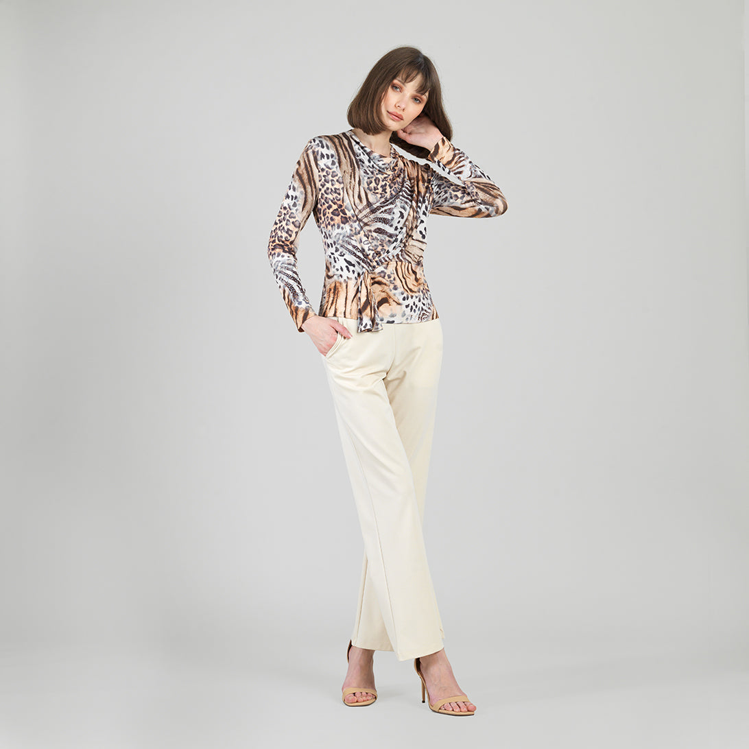 Butter Knit - Long Sleeve Loop Front Top - Cheetah Stripe - Final