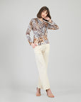 Butter Knit - Long Sleeve Loop Front Top - Cheetah Stripe