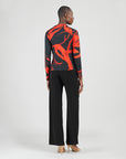 Long Sleeve Loop Front Top - Floral Eclipse