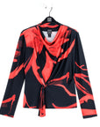 Long Sleeve Loop Front Top - Floral Eclipse