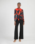 Long Sleeve Loop Front Top - Floral Eclipse