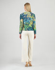 Cozy Texture - Long Sleeve Loop Front Sweater Top - Floral Patch