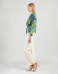 Cozy Texture - Long Sleeve Loop Front Sweater Top - Floral Patch