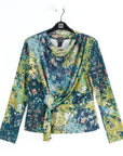 Cozy Texture - Long Sleeve Loop Front Sweater Top - Floral Patch