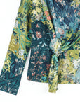 Cozy Texture - Long Sleeve Loop Front Sweater Top - Floral Patch