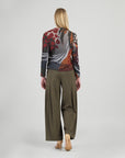 Cozy Knit - Long Sleeve Loop Front Sweater Top - Abstract Harvest