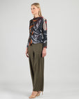Cozy Knit - Long Sleeve Loop Front Sweater Top - Abstract Harvest