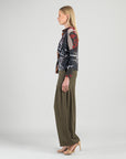 Cozy Knit - Long Sleeve Loop Front Sweater Top - Abstract Harvest