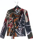 Cozy Knit - Long Sleeve Loop Front Sweater Top - Abstract Harvest