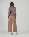 Cozy Knit - Long Sleeve Loop Front Sweater Top - Leopard Motif