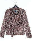 Cozy Knit - Long Sleeve Loop Front Sweater Top - Leopard Motif