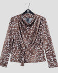 Cozy Knit - Long Sleeve Loop Front Sweater Top - Leopard Motif - Final Sale