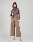 Cozy Knit - Long Sleeve Loop Front Sweater Top - Leopard Motif