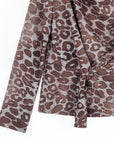 Cozy Knit - Long Sleeve Loop Front Sweater Top - Leopard Motif