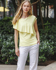 Ruffle Overlay Top - Yellow - Final Sale! - Clara Sunwoo