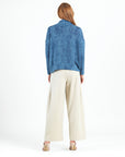 Cozy Texture - Banded Hemline Sweater Top - Denim Print - Final Sale!