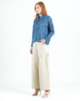 Cozy Texture - Banded Hemline Sweater Top - Denim Print - Final Sale!