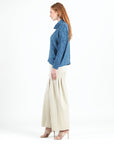 Cozy Texture - Banded Hemline Sweater Top - Denim Print - Final Sale!