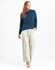 French Terry-Like Knit - Banded Hemline Sweater Top - Midnight Blue - Final Sale!