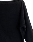 Plush Cozy - Angled Neck Sweater - Black