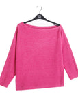 Plush Cozy - Angled Neck Sweater - Fuchsia
