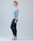 Plush Shimmer - Angled Neck Sweater - Gray