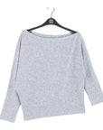Plush Shimmer - Angled Neck Sweater - Gray