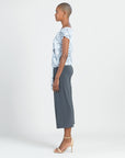 Textured Cap Sleeve Tie Hem Top - Floral Rain-Grey - Final Sale!