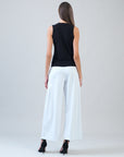 Sleeveless V-Neck Center Front Tie Top - Black