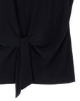 Sleeveless V-Neck Center Front Tie Top - Black