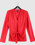 Glimmer Speck - V-Neck Center Front Tie Top - Red