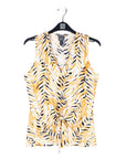 Sleeveless V-Neck Center Front Tie Top - Wild Leaves - Final Sale!