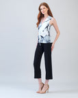 Sleeveless V-Neck Center Front Tie Top - Ethereal Petals
