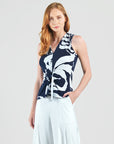 Sleeveless V-Neck Center Front Tie Top - Abstract Branch - Final Sale