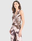 Sleeveless V-Neck Center Front Tie Top - Floral Stem - Final Sale