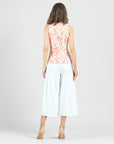 Sleeveless V-Neck Center Front Tie Top - Damask Motif - Limited Sizes