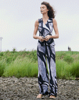 Sleeveless V-Neck Center Front Tie Top - Geo Sketch - Final Sale!